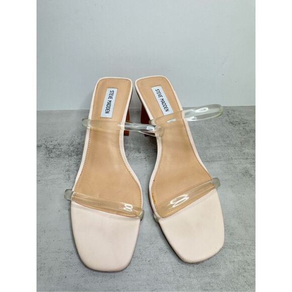 Steve Madden Sandals Womens Size 10 Pink PU Upper  Double Strap Open Toe Heels‎ - Picture 5 of 9